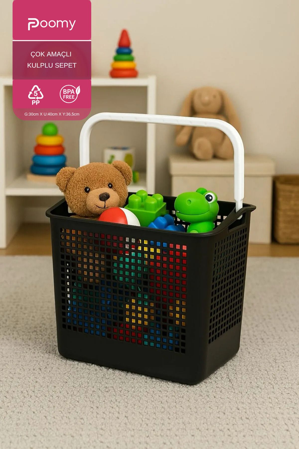 Taşınabilir Saplı Oyuncak Kutusu Plastik Düzenleyici Sepet Organizer