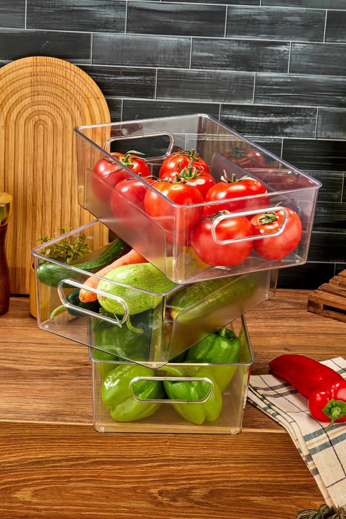 Buzdolabı & Dolap Içi Düzenleyici Kırılmaz Organizer 3 Adet 27cmx18cmx9cm
