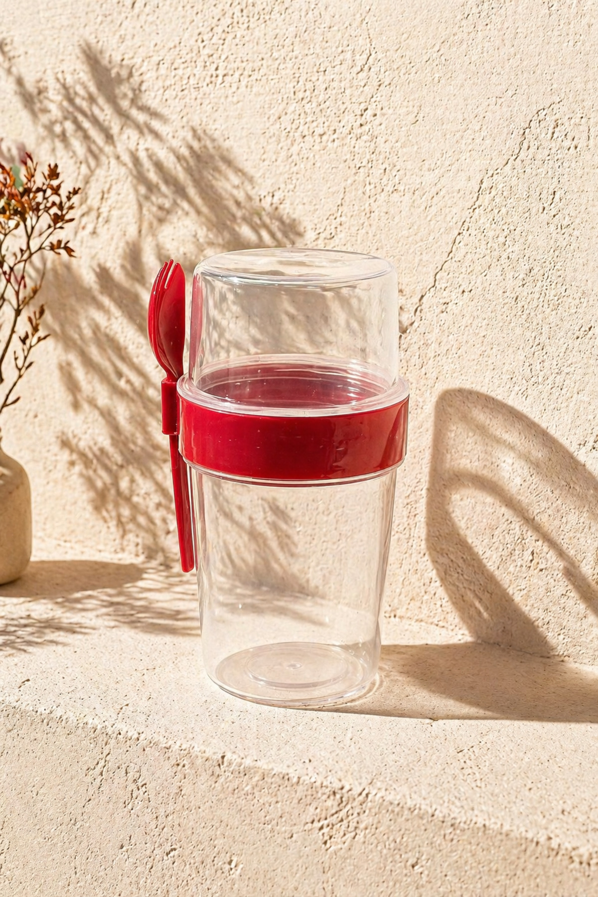 2 Katlı 700 ml Müsli Kabı – Kaşık Çatal Aparatlı, Taşınabilir Kahvaltı & Salata Kabı