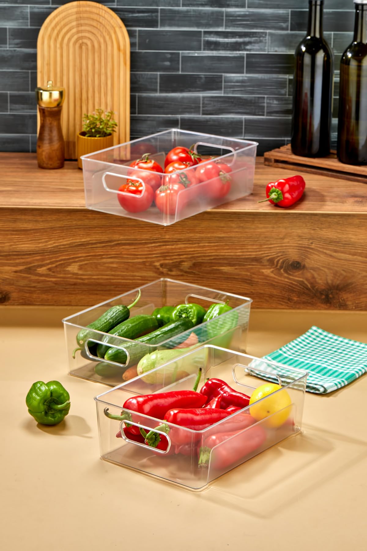 Poomy Buzdolabı ve Dolap İçi Düzenleyici Şeffaf Organizer Set - 3 Adet, CN.PPY.811